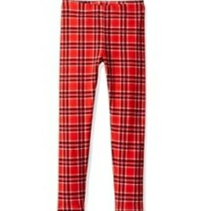 Two Carter's Girls' Red Plaid Leggings 24M